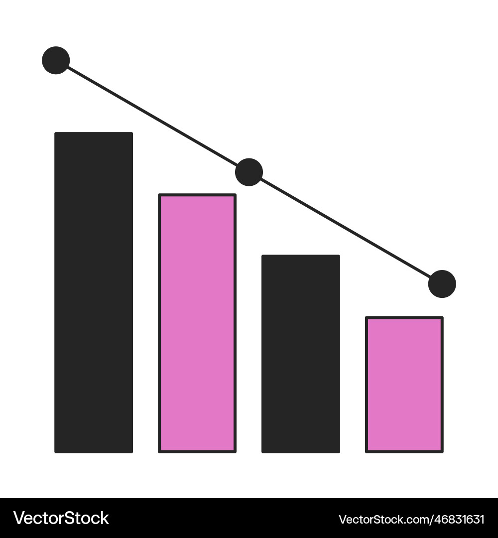 Horizontal bar chart going down flat line color Horizontal bar chart going down flat line color vector image