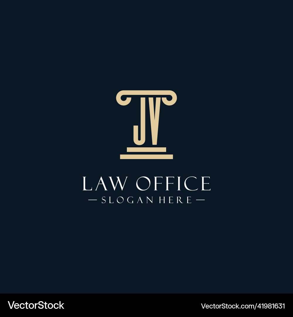 Jv initial monogram logos with pillar shapes style Vector Image