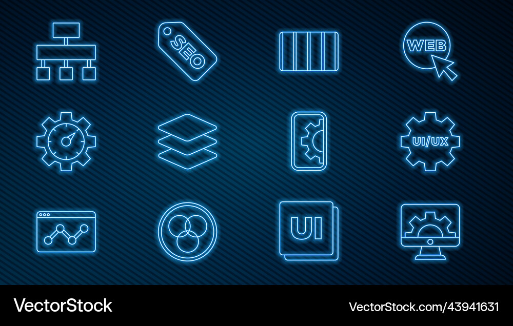 Linie Web Entwicklung ui oder ux Design Farbe Linie Web Entwicklung ui oder ux Design Farbe vektorbild