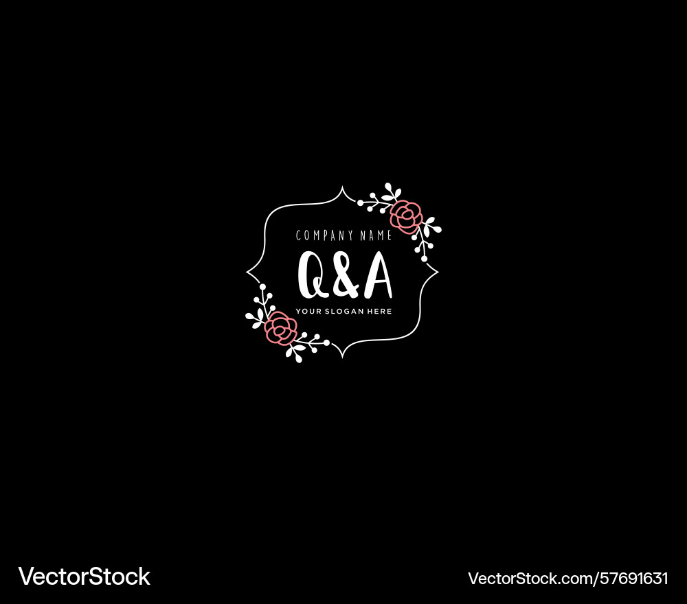 Modern floral monogram qa logo design template Modern floral monogram qa logo design template vector image