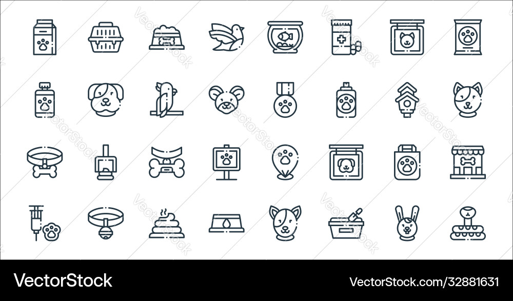 Pets line icons linear set quality vector image