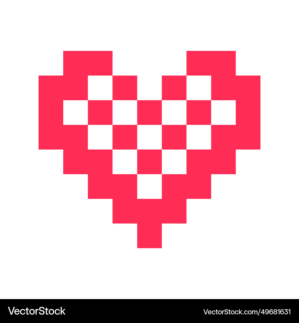 Pixel heart red 8 bit for poster pattern print Vector Image