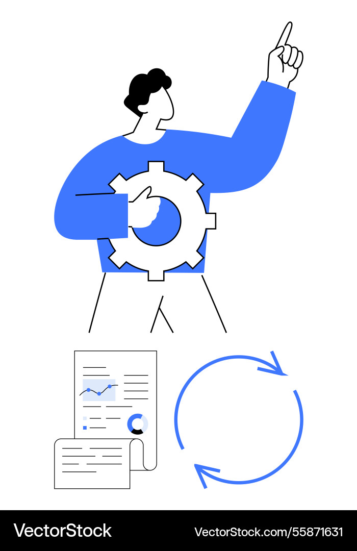 Problem-solving process with gear report analysis Problem-solving process with gear report analysis vector image