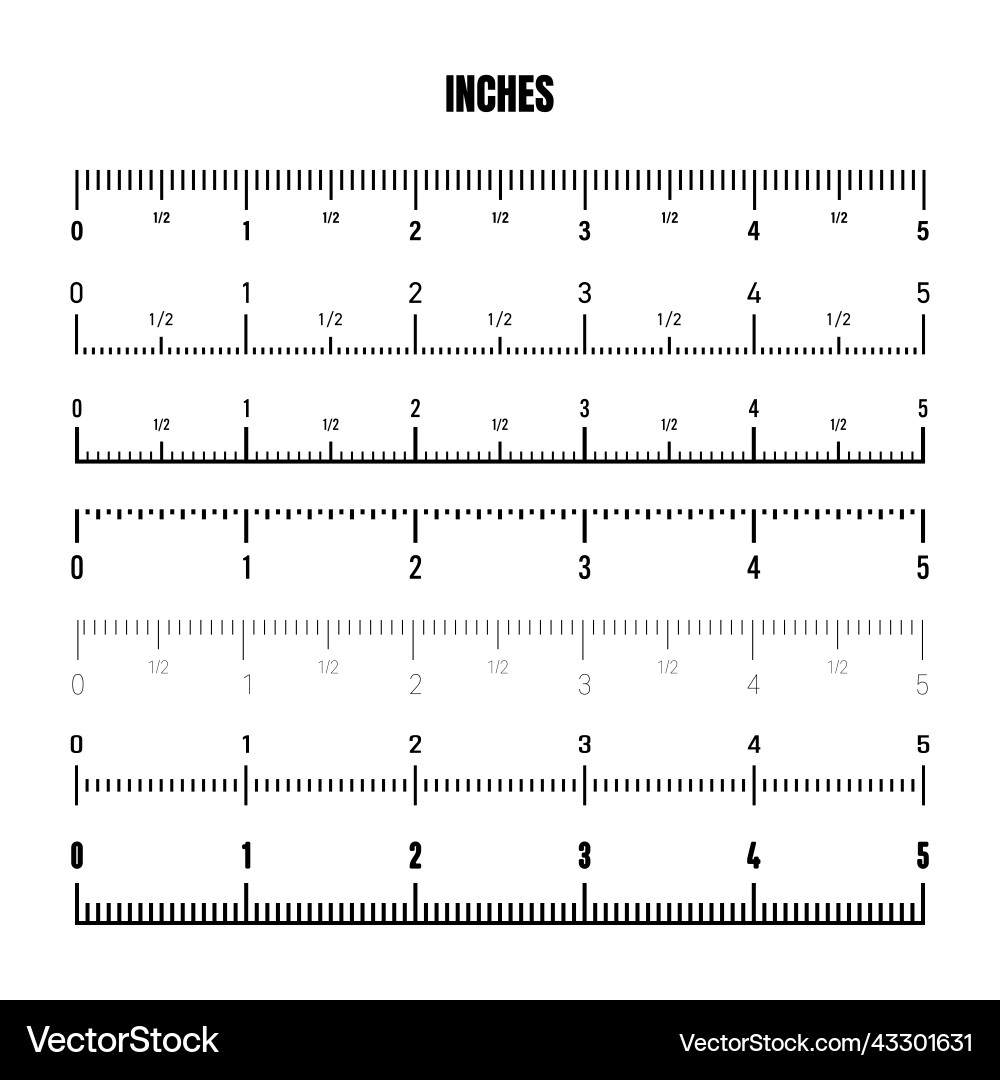 Realistic black inch scale for measuring length Vector Image