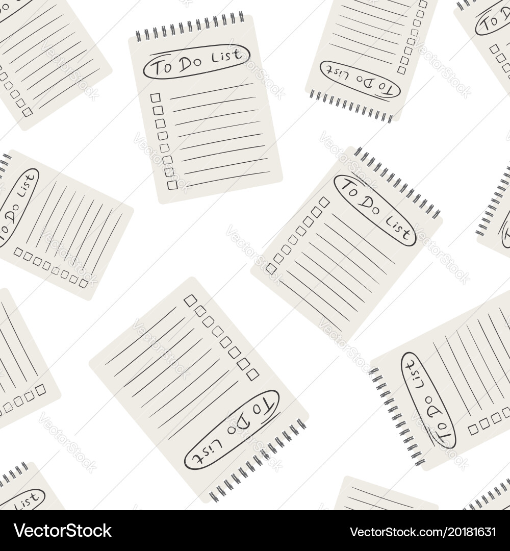 Realistic notepad with spiral seamless pattern vector image