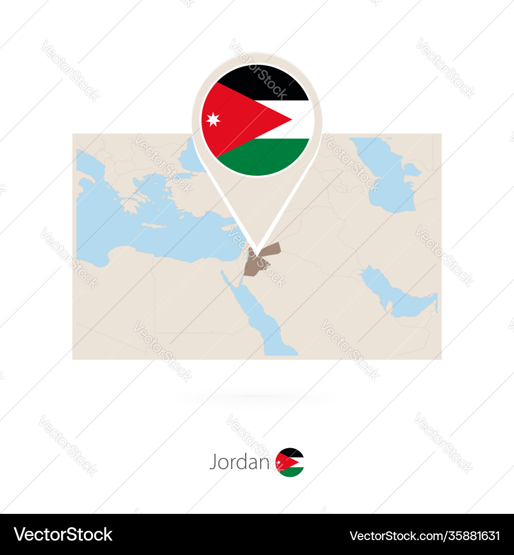 Rectangular map jordan with pin icon Rectangular map jordan with pin icon vector image