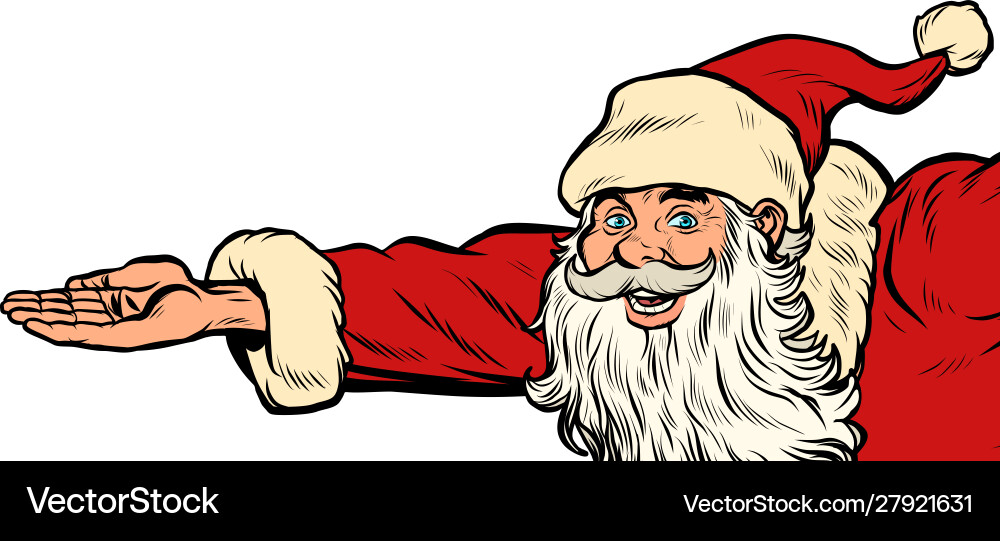 Santa claus hand presents christmas and new year Santa claus hand presents christmas and new year vector image