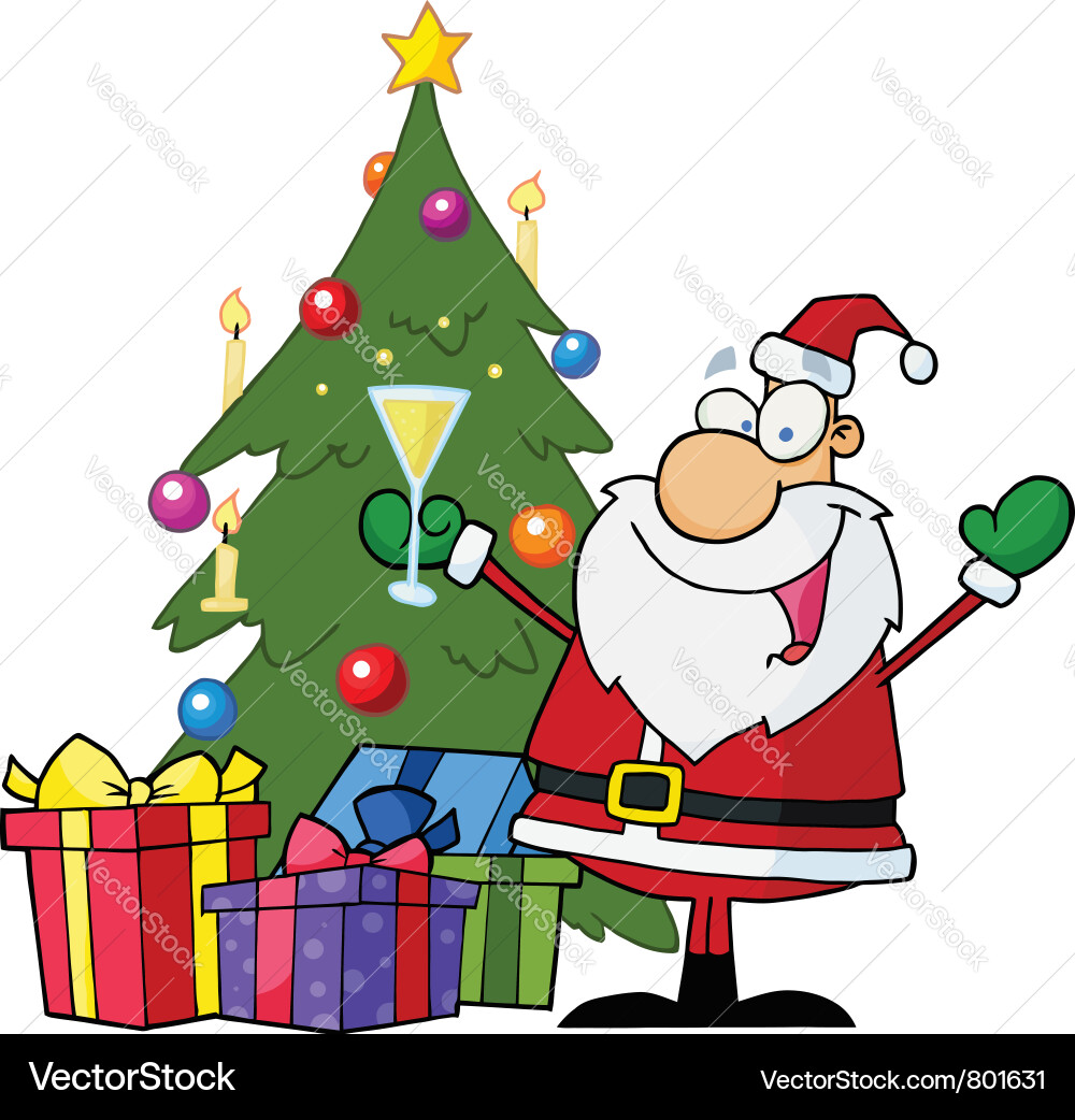 Santa with Champagne Glass Vector Image