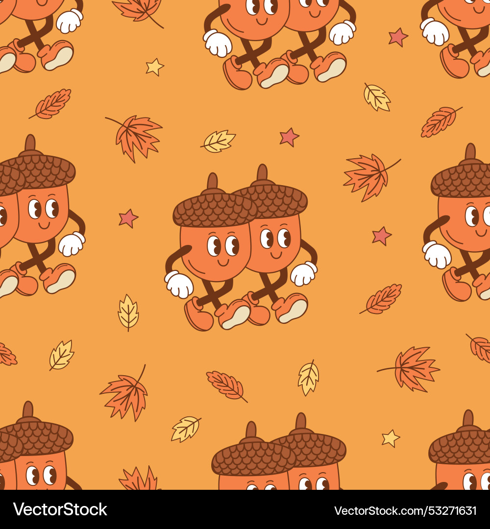 Seamless pattern with cute acorns Royalty Free Vector Image
