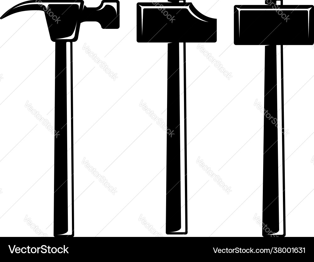 Set blacksmith hammers design element Set blacksmith hammers design element vector image