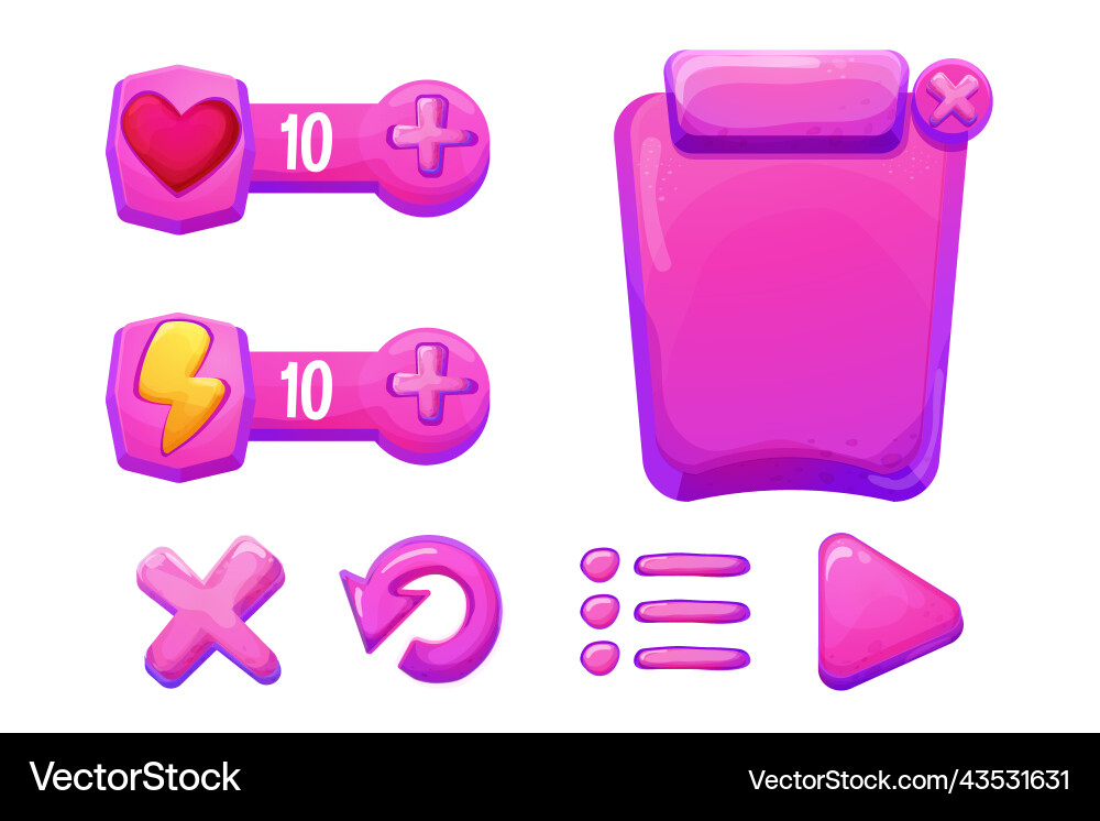 Set jelly fantasy interface template game menu Set jelly fantasy interface template game menu vector image