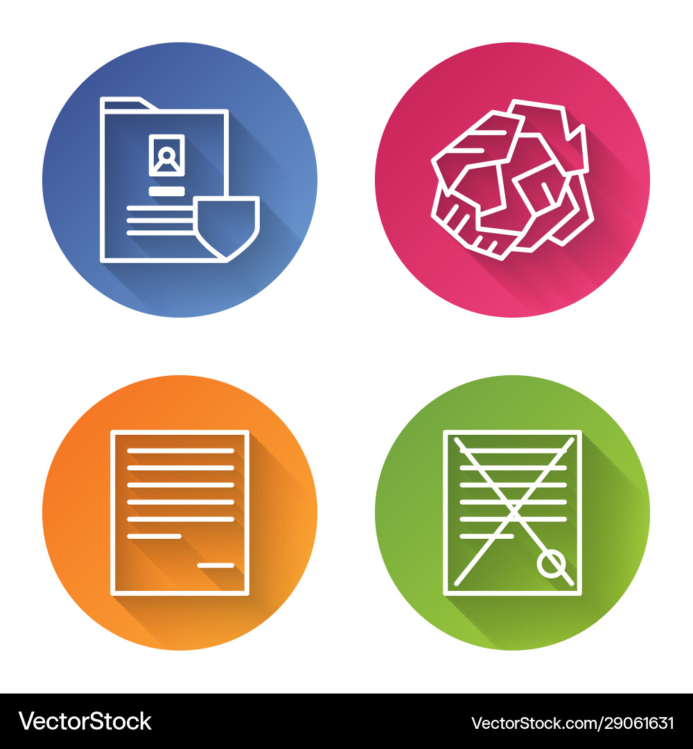 Set line document with shield crumpled paper ball Set line document with shield crumpled paper ball vector image