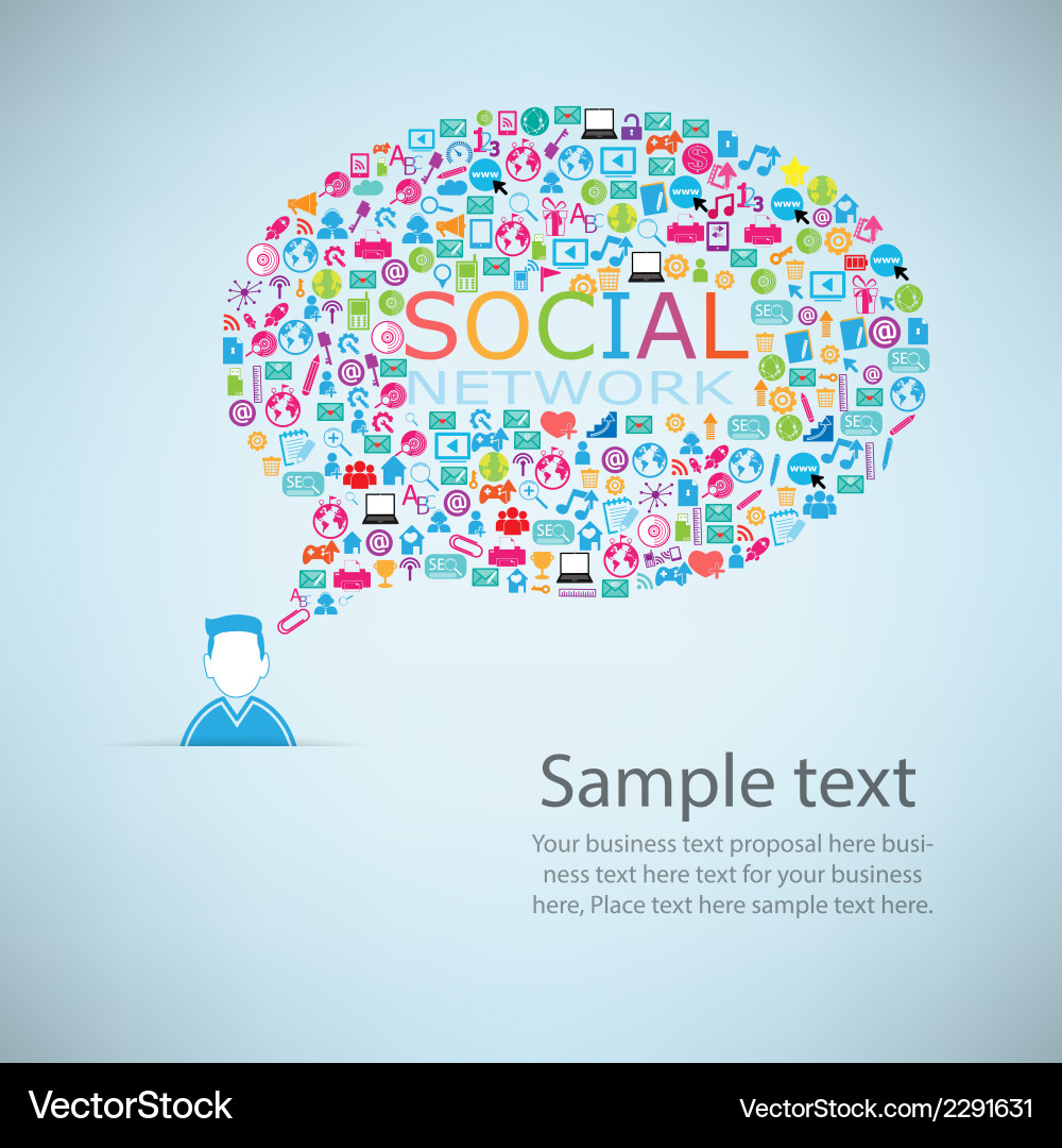 Template design businessman idea with social netwo vector image