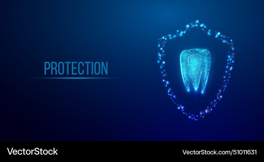 Tooth abstract wireframe low poly style banner Tooth abstract wireframe low poly style banner vector image