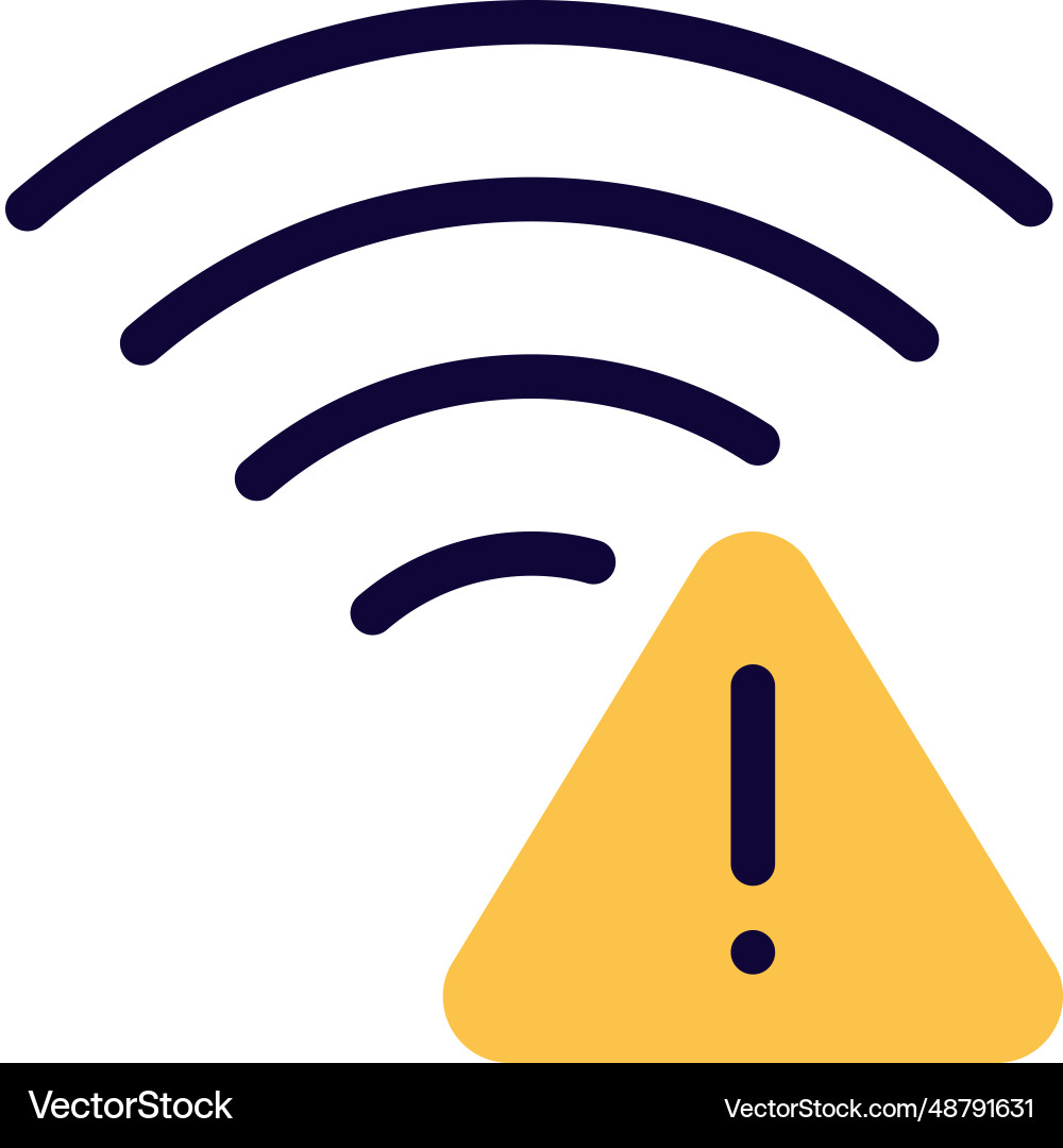 Warning feature enabled in wireless internet vector image