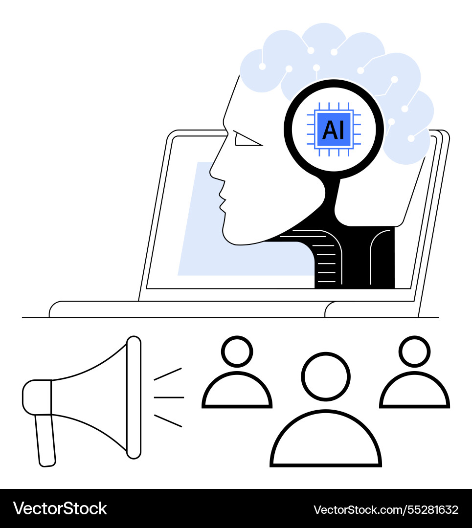 Ai-powered communication concept with brain Vector Image