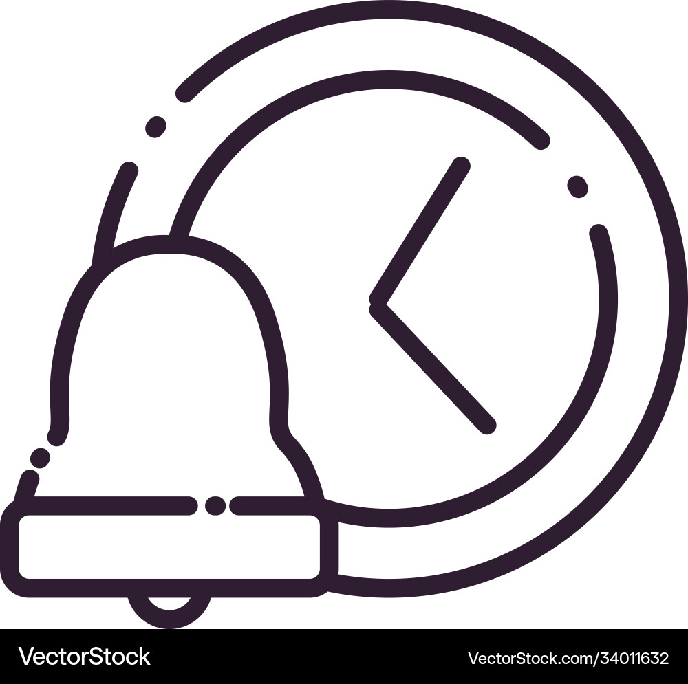 Bell and clock line style icon design vector image