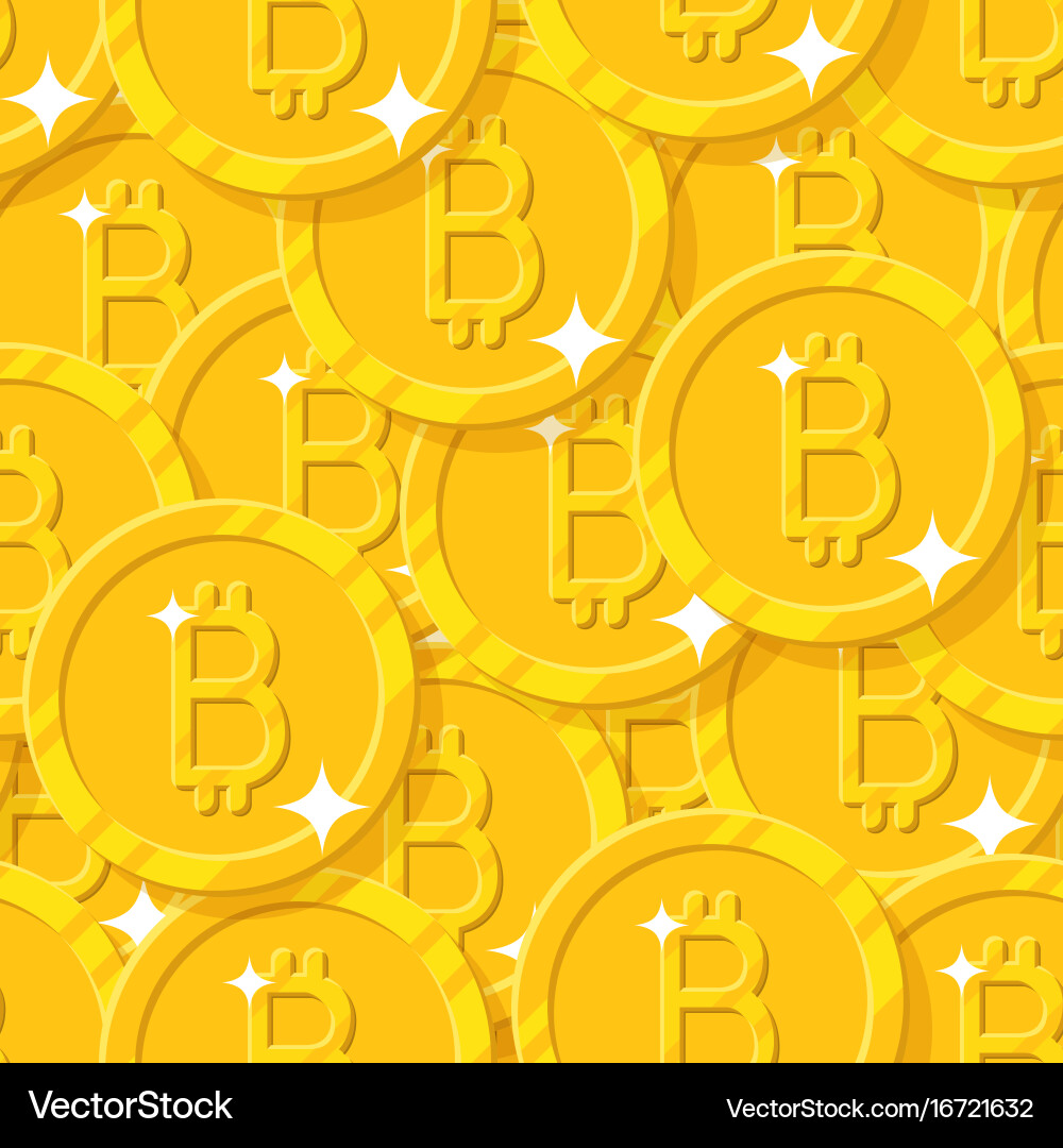 Bitcoin shining seamless pattern vector image