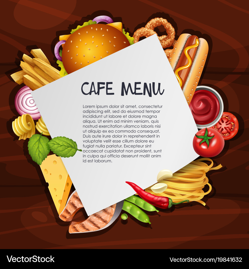 Cafe menu background template with different Vector Image