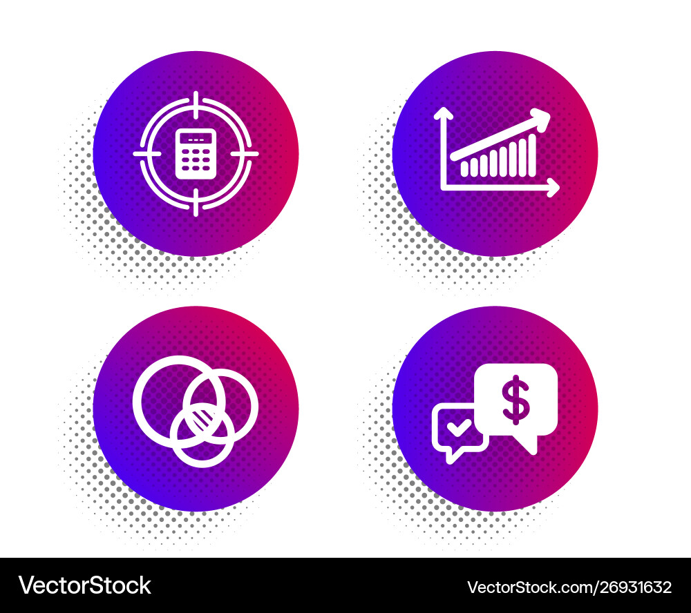 Calculator target euler diagram and chart icons Calculator target euler diagram and chart icons vector image