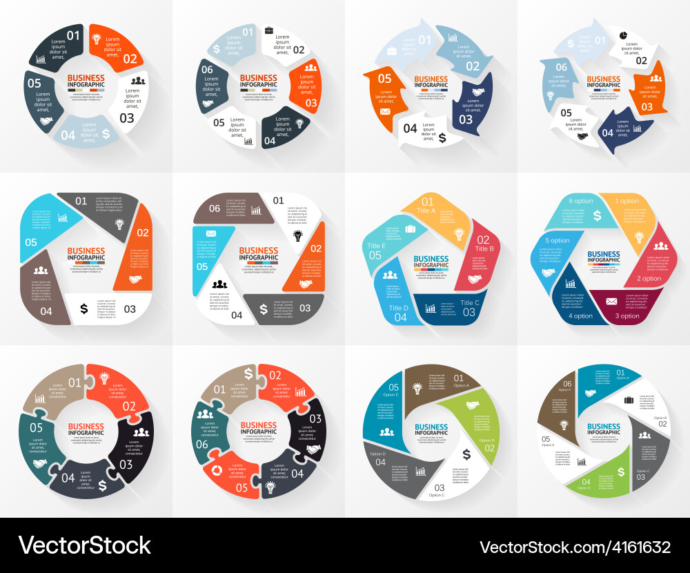 Circle infographics set template for cycle Vector Image