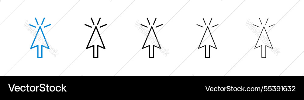 Cursor icons in five different stroke sizes Cursor icons in five different stroke sizes vector image