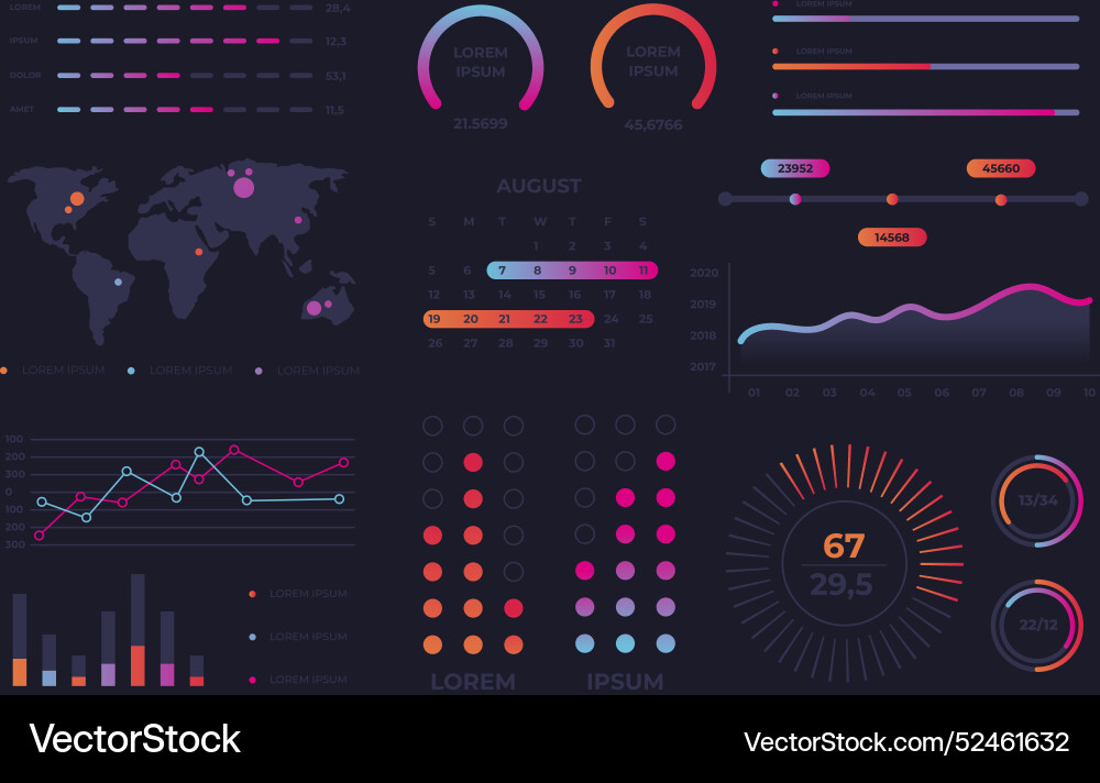 Dashboard element collection Vector Image