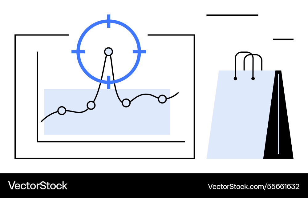 Data analytics and shopping concept with target Data analytics and shopping concept with target vector image