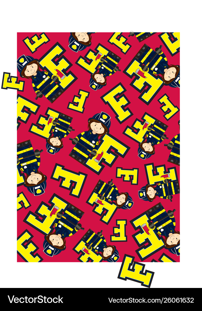 F is for fireman pattern vector image