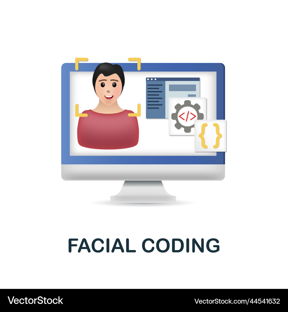 Facial coding icon 3d from neuromarketing Facial coding icon 3d from neuromarketing vector image