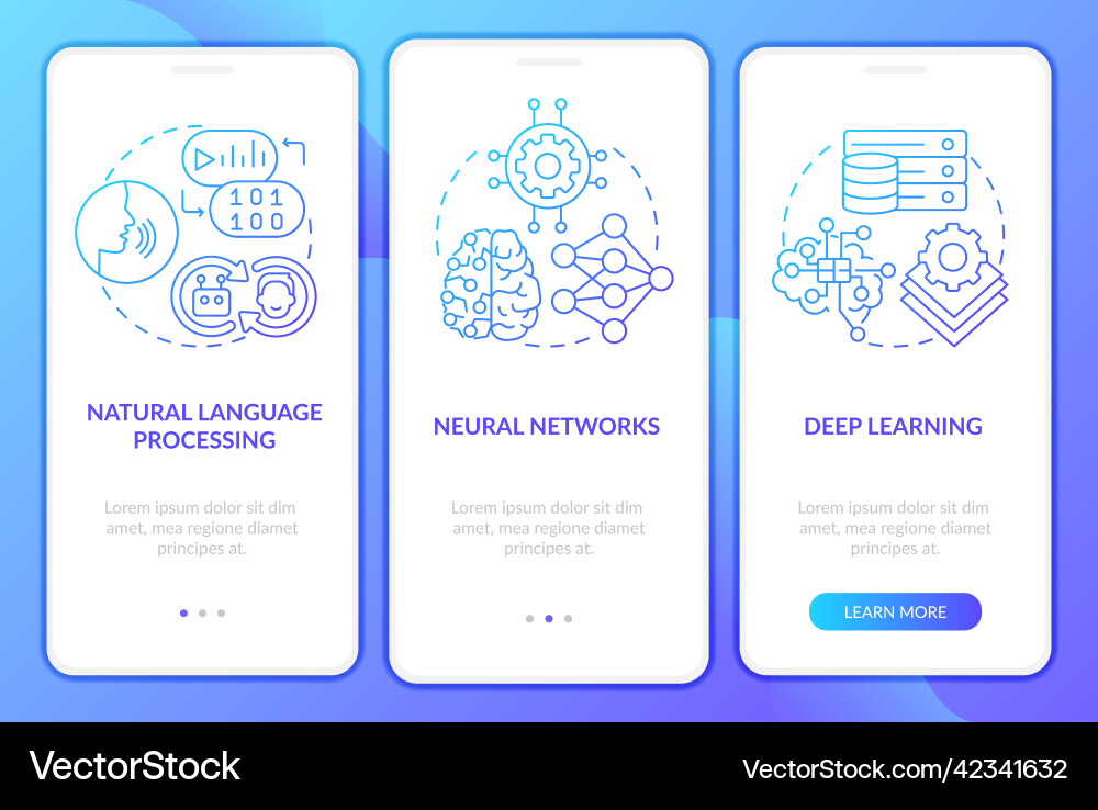 Fields of machine learning blue gradient Vector Image