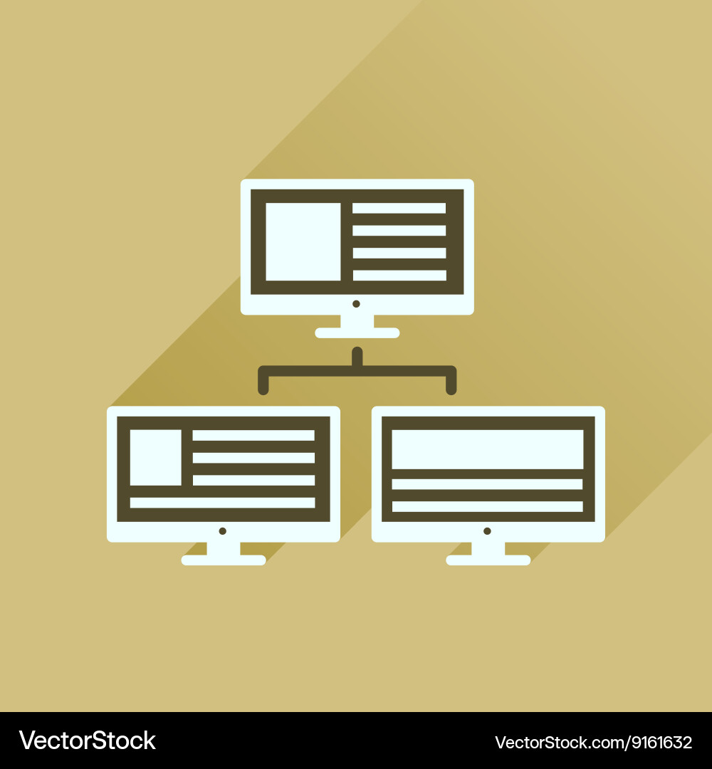 Flat icon with long shadow computer network vector image