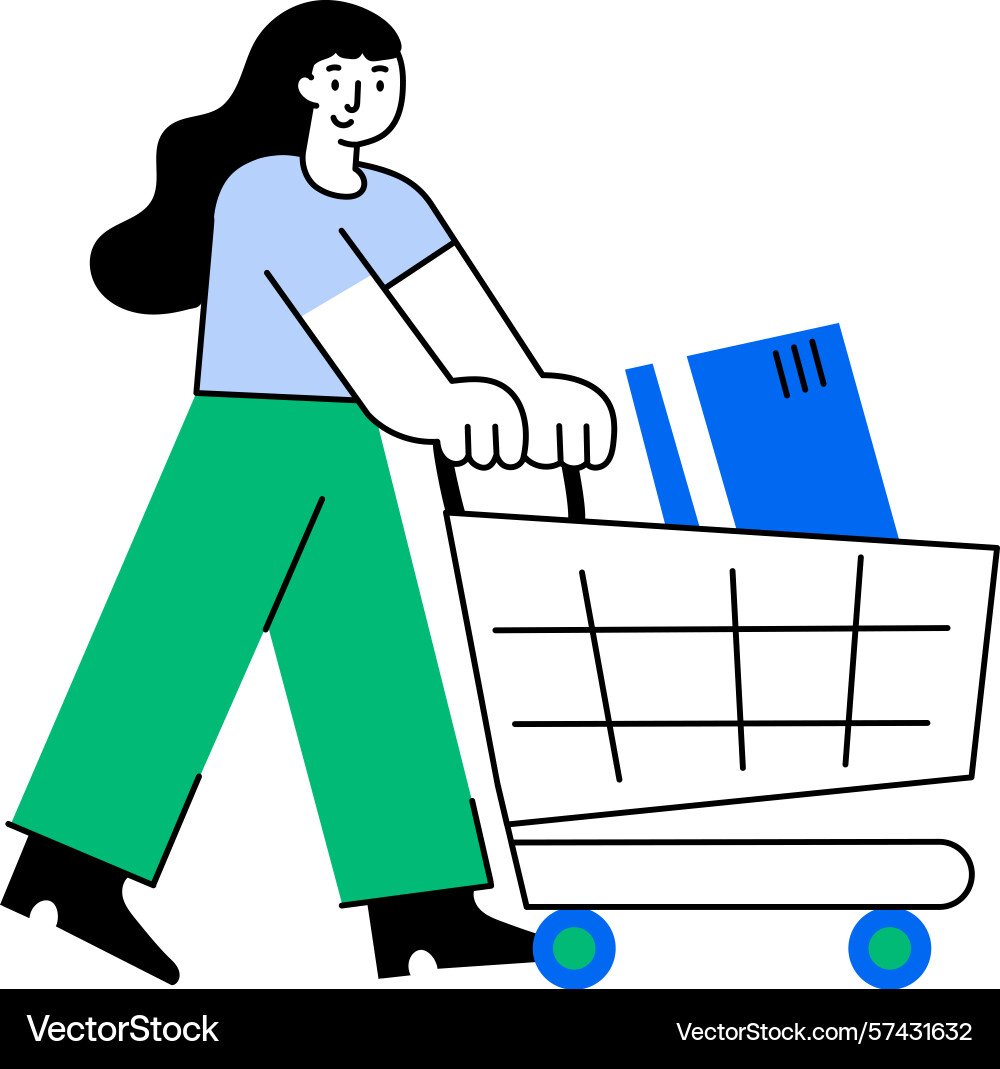 Flat style showing a character pushin Vector Image