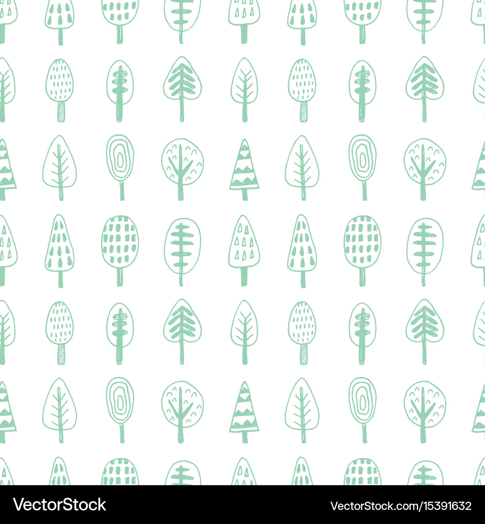 Forest trees nordic seamless pattern vector image