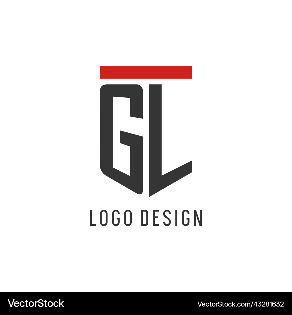 Gl initial esport logo with simple shield design vector image
