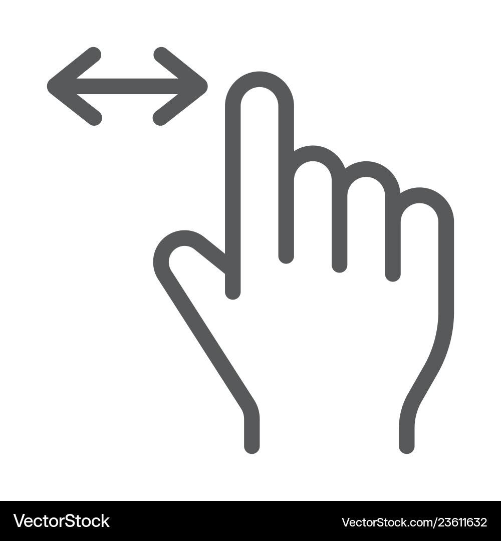 Horizontal scroll line icon finger and gesture Horizontal scroll line icon finger and gesture Vector Image