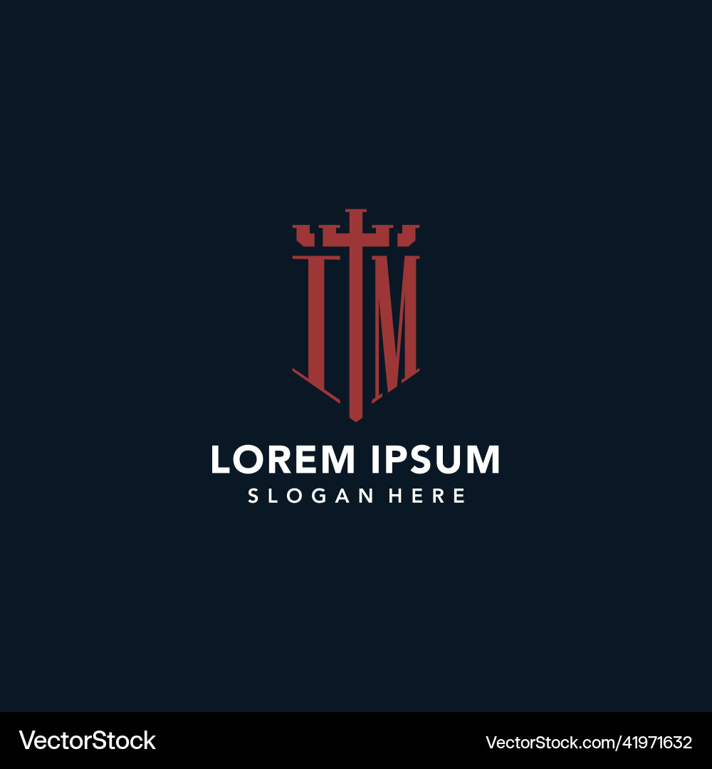 Im initial monogram logos with sword and shield vector image