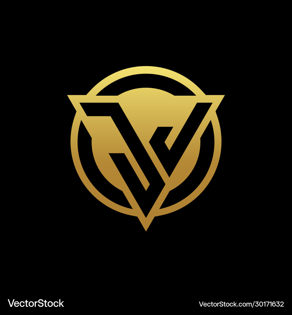 Jj logo monogram with triangle shape and circle vector image