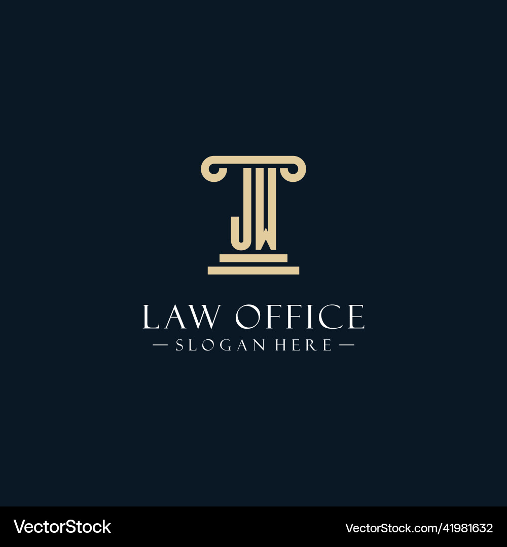 Jw initial monogram logos with pillar shapes style Vector Image