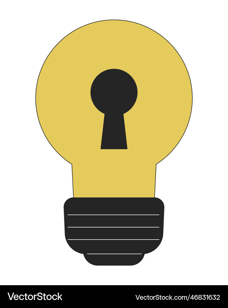 Light bulb with keyhole flat line color object Light bulb with keyhole flat line color object vector image