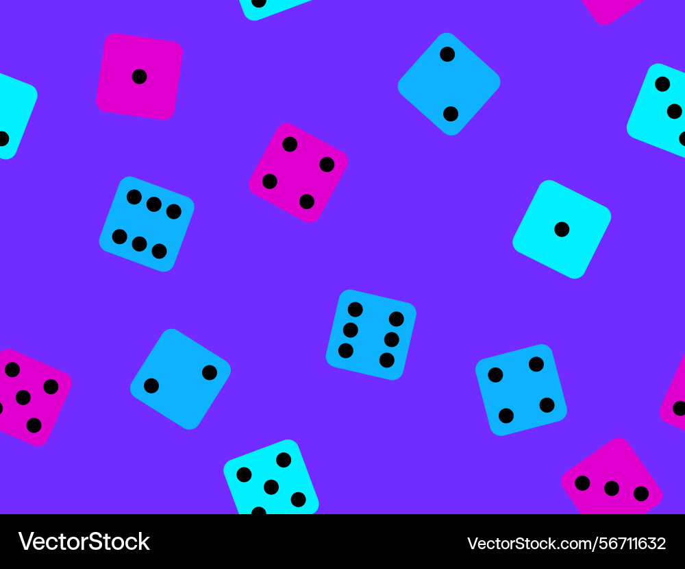Seamless pattern of dice multicolored top Seamless pattern of dice multicolored top vector image