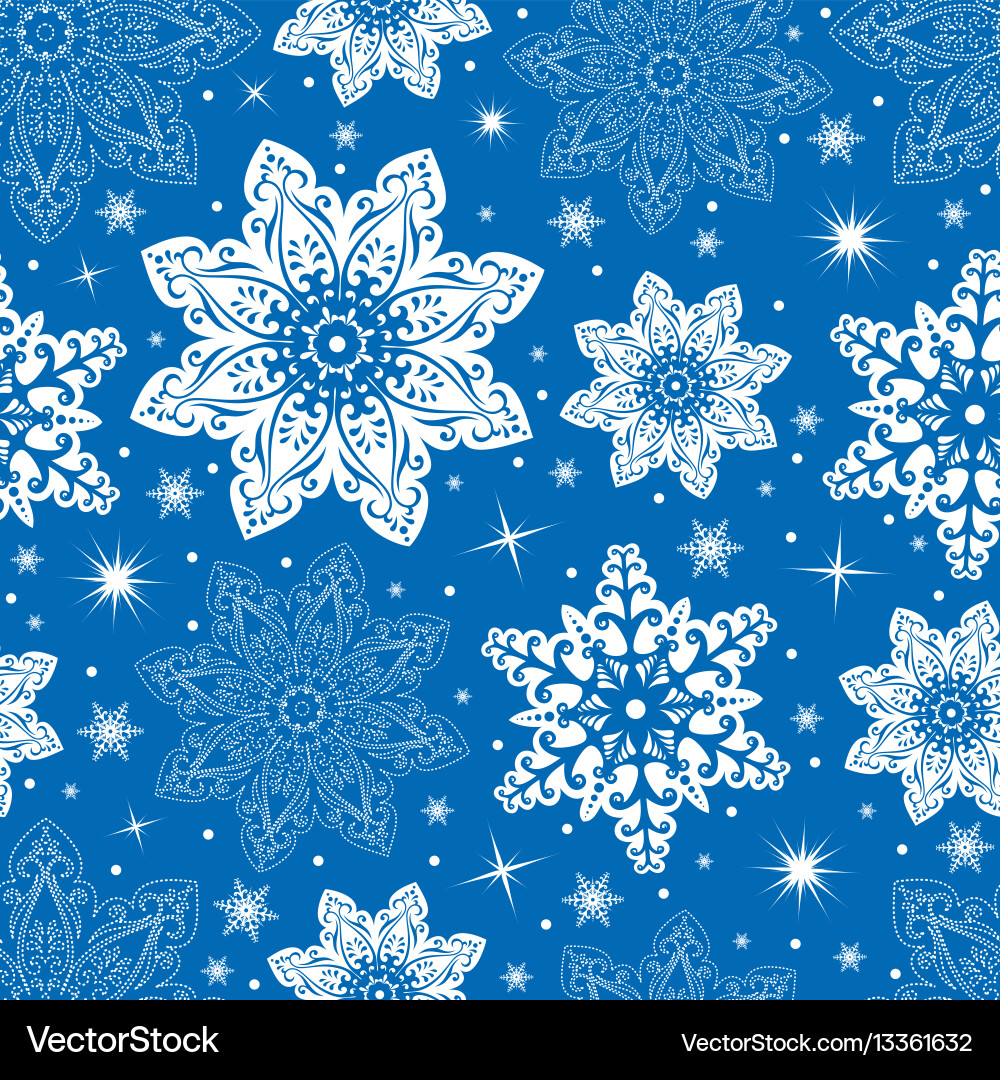 Seamless Snowflake Pattern Vector Image