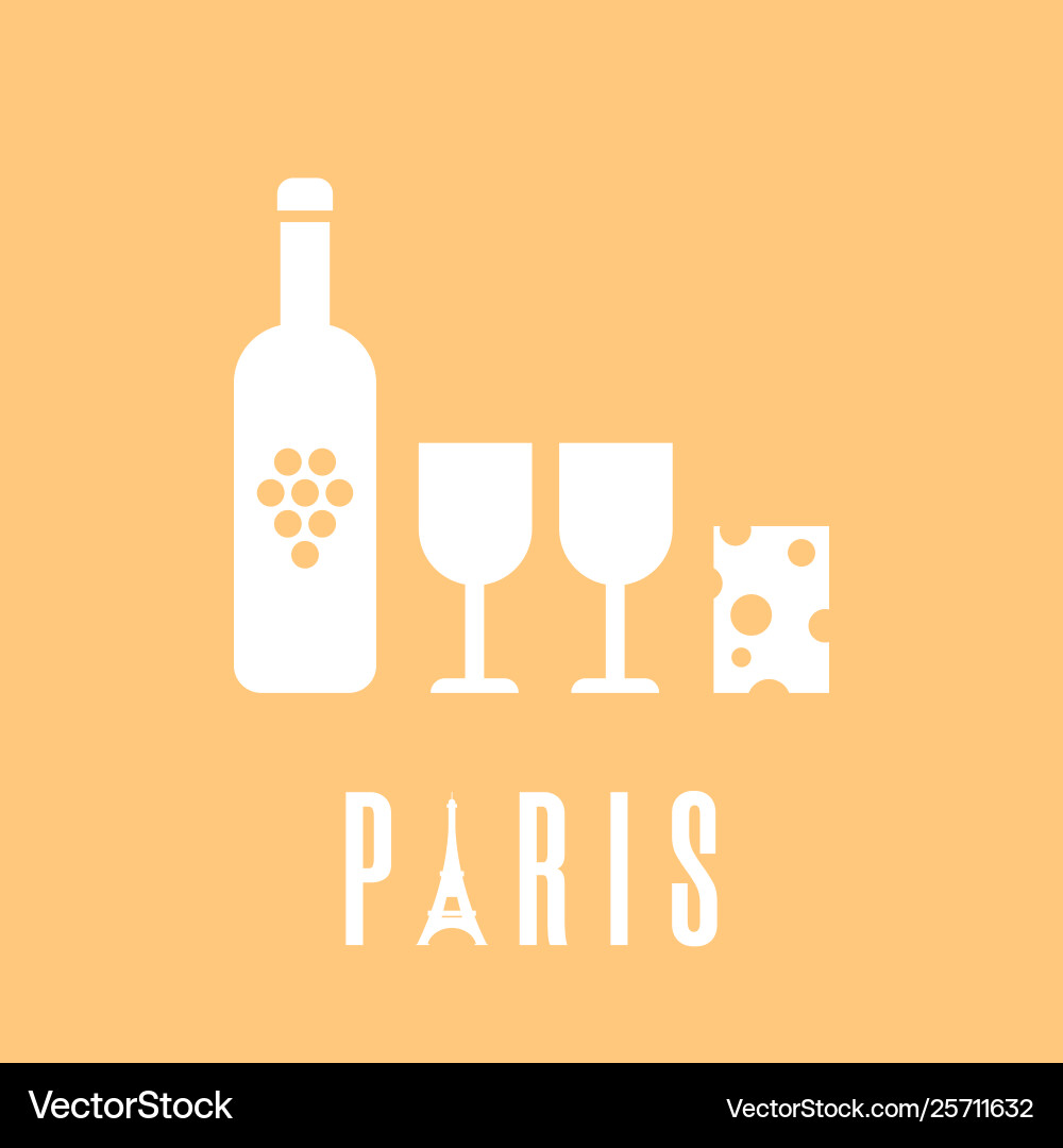 Silhouette Ikonen Wein und Käse Paris Logo Silhouette Ikonen Wein und Käse Paris Logo vektorbild