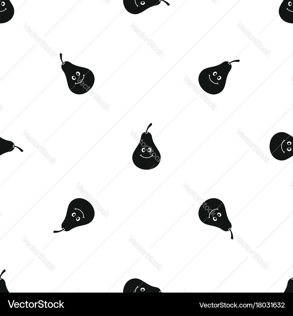 Smiling pear pattern seamless black vector image