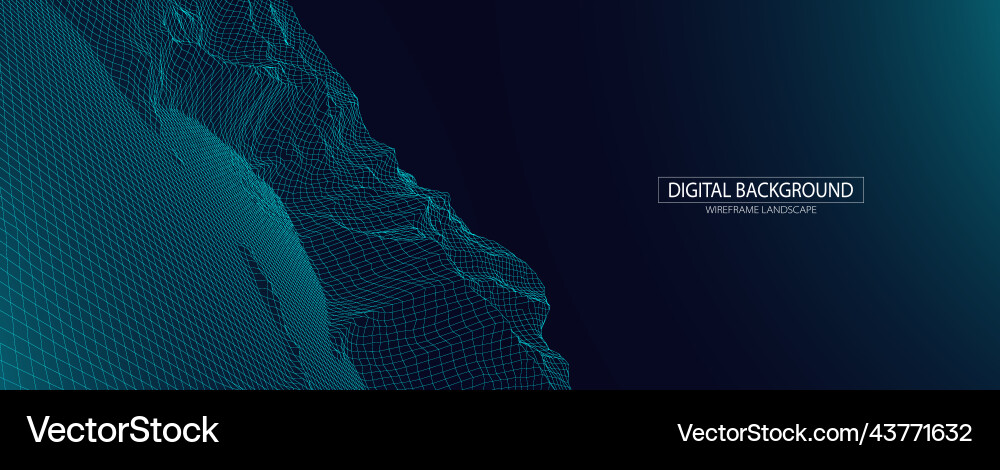 Wireframe Landscape Background Vector Image