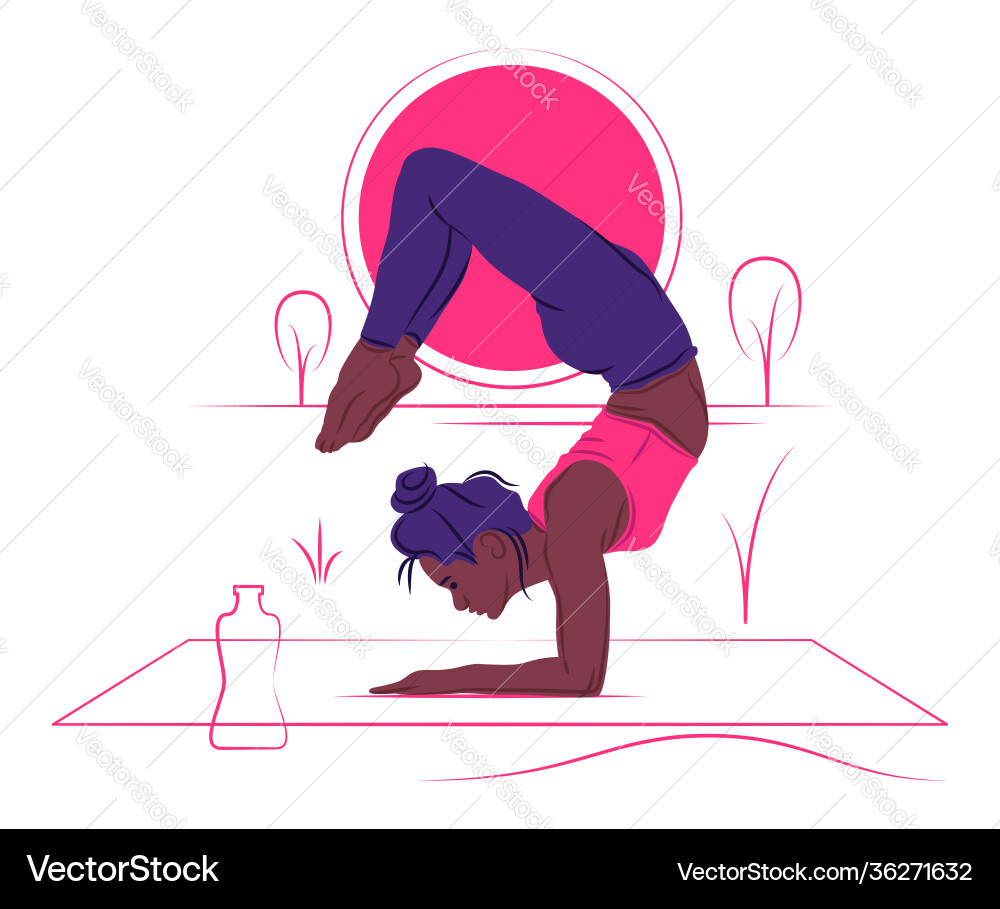 Yoga in shadow sharp lines style vector image