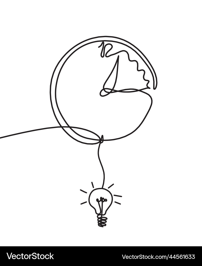 Abstract clock with light bulb as line drawing Abstract clock with light bulb as line drawing vector image