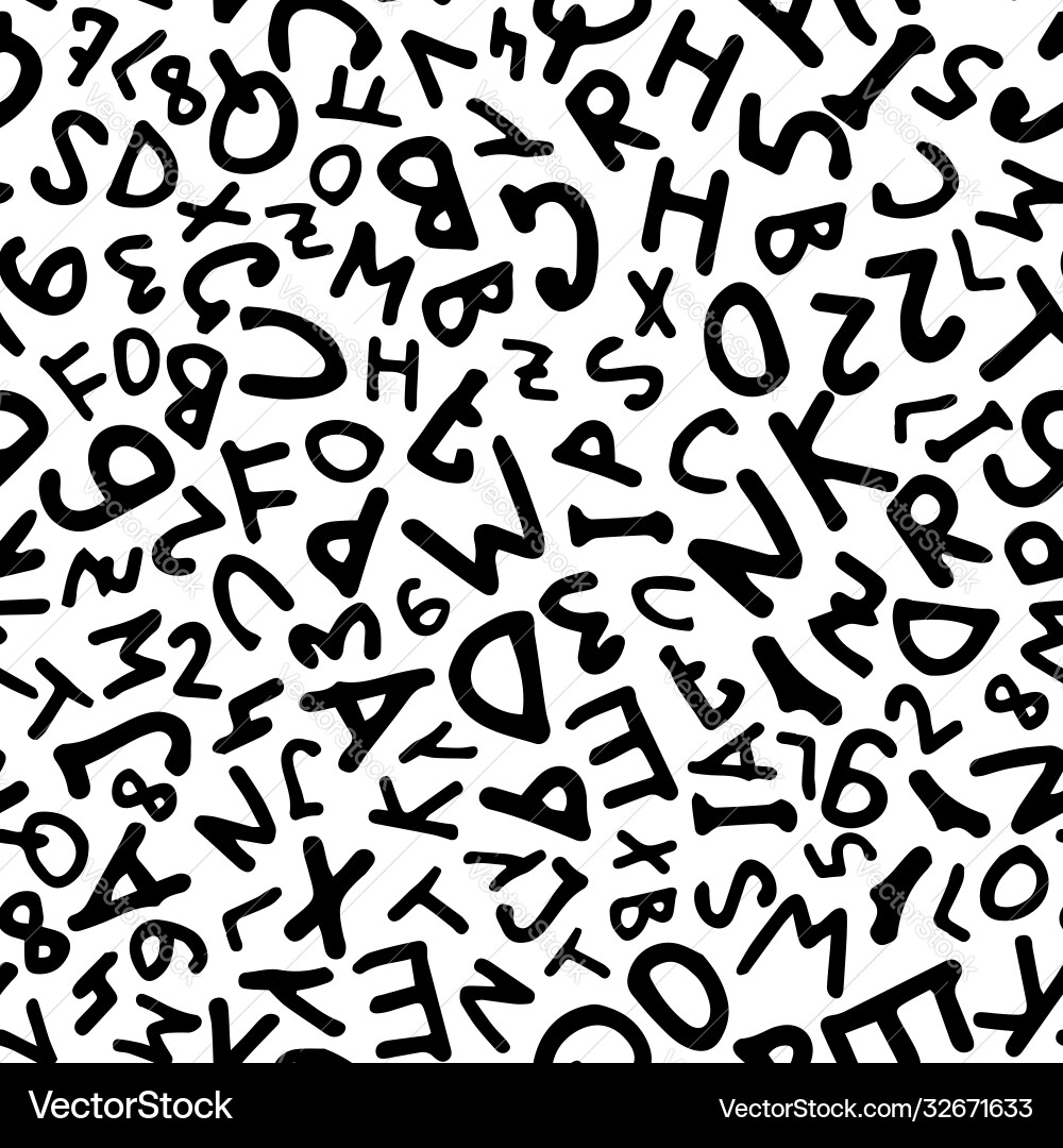Alphabet background pattern with ink drawn letters Alphabet background pattern with ink drawn letters vector image