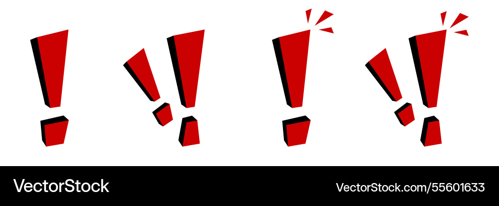 Bold red exclamation marks in various styles vector image