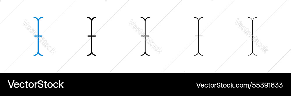 Cursor text icons in five different stroke sizes Cursor text icons in five different stroke sizes vector image